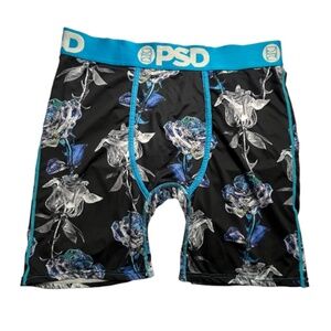 PSD Men’s XL Black Blue Floral Rose Boxer Briefs Pre-owned condition